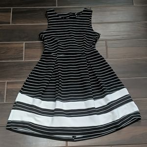Black and white fit and flare dress